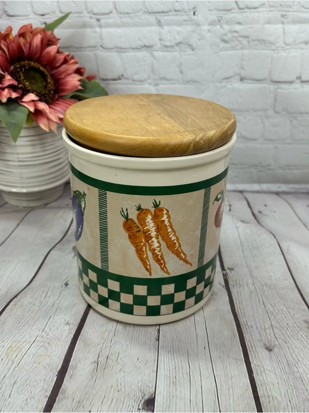 vtg 90s Himark vegetable medley large Canister cottage country farmhouse retro